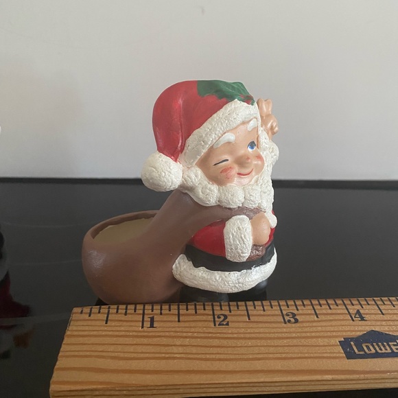 VINTAGE pair HANDMADE CERAMIC Winking SANTA CLAUS Candlesticks - Picture 3 of 10